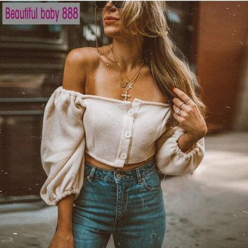 Meqeiss summer Women Fashion T-shirt casual Slash neck long sleeve white Crop Top party Solid Color Soft Elastic Slim clothing