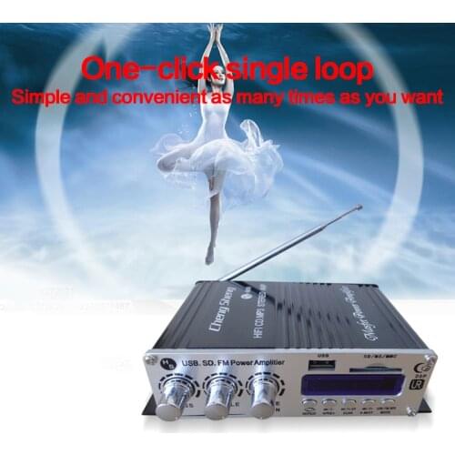 KYYSLB 20W*2 8OHM 12V HS9008 Card Reader MP3 Decoding and Playback Mini Amplifier with Digital Display FM Radio Small Amplifier