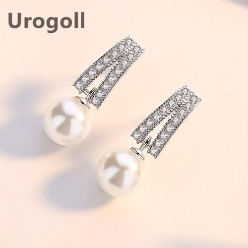 Fashion Women Earring Pure 925 Sterling Silver Earring Ear Wire Pearl Tassel Earrings Rhinestone Zircon Earring Gift For Girl