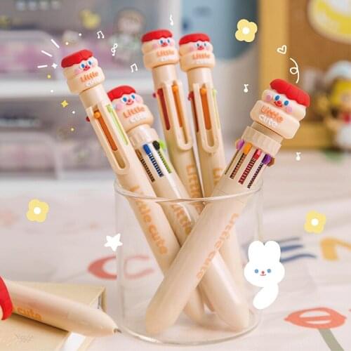 Cartoon 10Colors Multicolor Ballpoint Pen Multifunction Ball Pen For Bunny Creative Stationery School Supplies Gift
