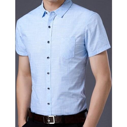 Covrlge Men Shirts Short Sleeve Smart Casual Style Brand Summer Male Plaid Shirt Casual Camisa Breathable Pockets Tops MCS128