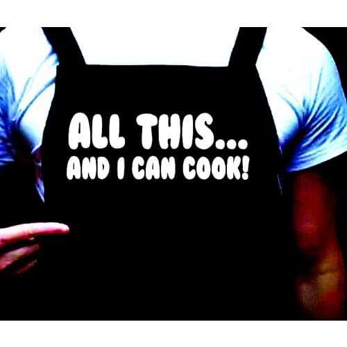 Custom All This And I Can Cook,,Manly Apron,Personalized Funny BBQ Apron for Men,Holiday Gifts,Space Chef,Grill Apron Saint Gift
