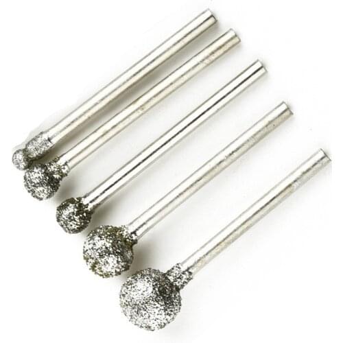 Kit Burr Drill Bit Round Ball Drill Bits Set Tool 3mm Shank 5pcs Drilling