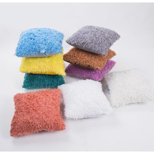 New Feather Down Plush Pillow Covers 45X45CM Shaggy Plush Solid Dyed Velvet Cushion Cover Modern Decorative Sofa Throw Pillows