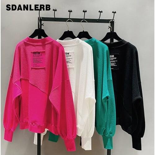 2021 Spring New Fashion O-Neck Loose Sweatshirt Womens Casual Pullover Hoodies Big Size Pullover Shirt Hoody Tops for Girls