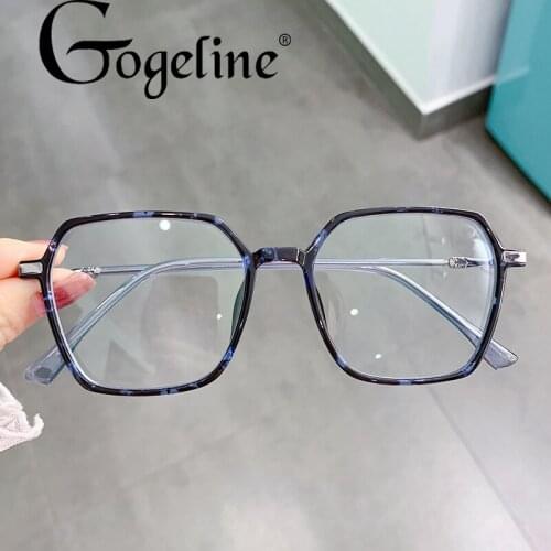 New Square Anti-blue Light Eyeglasses For Women TR90 Alloy Leopard Oversize Computer Myopia Glasses Frame Female Shades