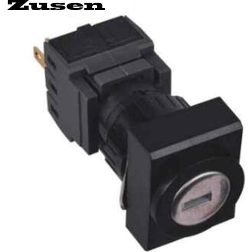 Zusen 16mm rectangle plastic key lock switch push button switch 2NO2NC (F16J-22Y/31)