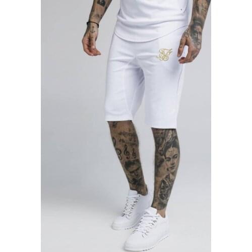 SikSilk Jersey Combed Shorts White Gold Logo