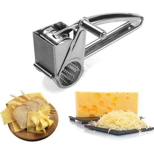 Rotary Cheese Grater Stainless Steel Cheese Shredder Multifunction Cheese Slicers Garlic Grinder Kitchen Cheese Tool