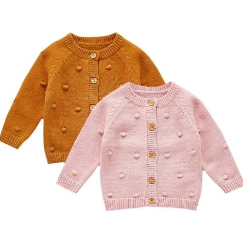 Infant Baby Girl Cardigan Sweaters Knitting Solid Color Long Sleeve Coat Spring Autumn Newborn Baby Girls Knitting Cardigan