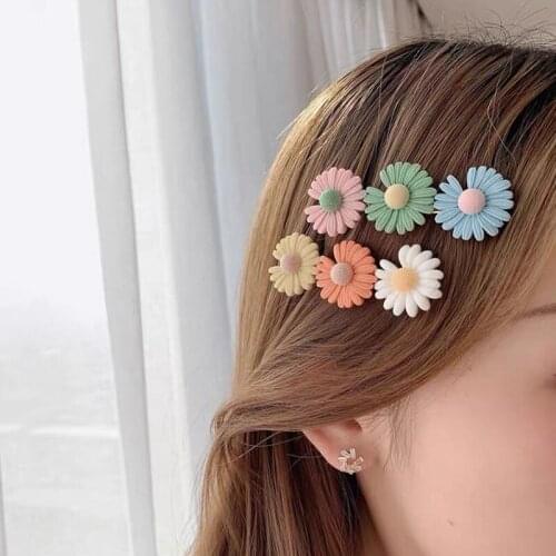 Fashion Korea Women Girl Resin Small Flower Hair Clip Barrettes Small Daisy Color Matching Hairpin Hair Accessories