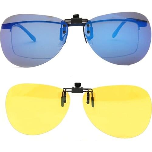 Clip On Polarized Round Sunglass Lenses Clip Flip Up Men Women Fashion UV Protection classic Nightvision black blue lenses
