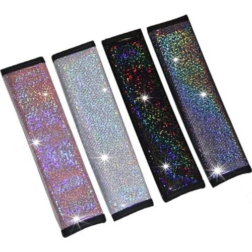 1Pcs Soft Seat Belt Shoulder Pads Bling Car Accessories Rhinestone Seat Belt Shoulder Protect Pad Cover Cushion