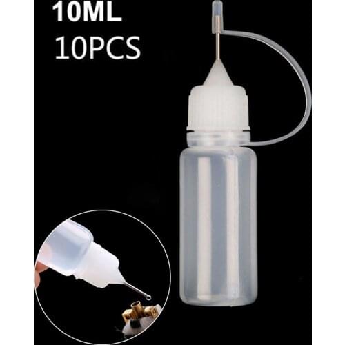 10Pcs 10ML Craft Tool Empty Plastic Bottle Glue Applicator Needle Tip Squeeze Squeezable Dropper Bottles Cart Atomizer Holding