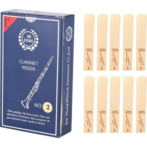 10pcs/ Box Clarinet Reeds Normal Level G Clarinet Reeds Strength 2.0/ 2.5/ 3.0 for Beginners Woodwind Instruments