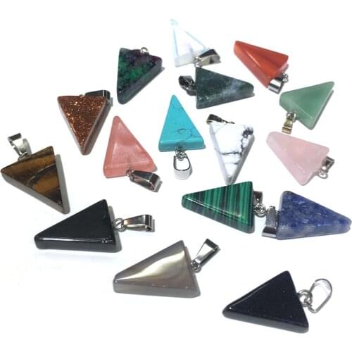 Triangle Rose Quartzs Unakites Pendant Reiki Healing Natural Stone Amulet DIY Jewelry Natural Stone Charms Size 15x20mm