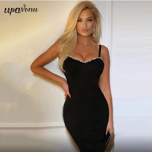 Free Shipping Summer Spaghetti Strap Diamond Bandage Dress 2021 New Womens Sexy Sleeveless Bodycon Celebrity Club Party Vestido