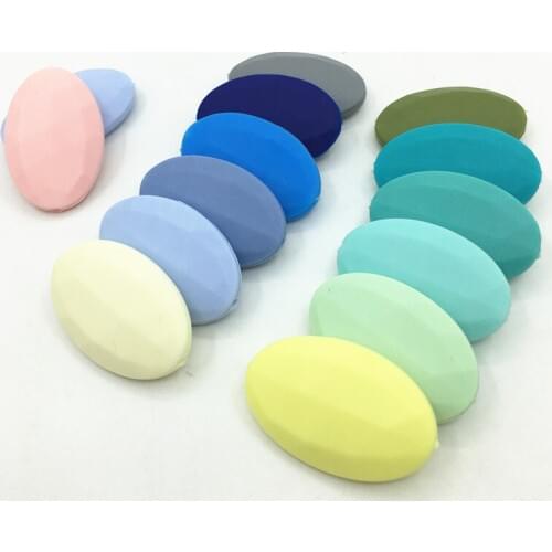 Free shipping New Arrival MIX COLOR Silicone Teething Loose beads-flat oval beads for teething Necklaces Pendant Baby Chewlry