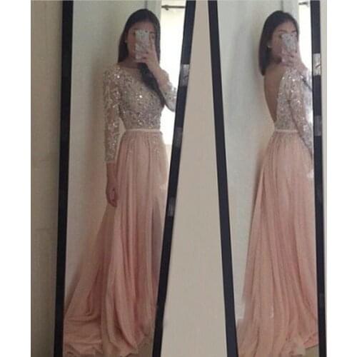 Dubai Sparkle Exquisite muslim size plus Evening Long Sleeves Beadings Crystal Chiffon Formal Gowns mother of he bride dresses