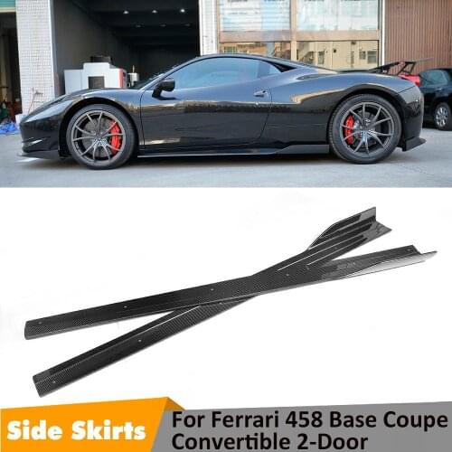 Carbon Fiber Side Skirts Extension Lip Aprons for Ferrari 458 2 Door Base Coupe Side Bumper Protect Cover 2011 2012 2013