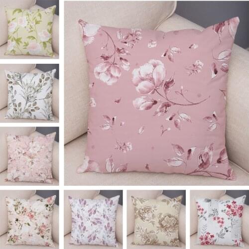 Nordic Style Colorful Rose Flower Pillow Case Plush Decor Patchwork Floral Plant Cushion Cover for Car Sofa Pillowcase 45*45cm