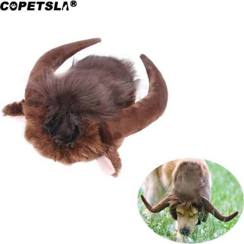 Copetsla 1Pcs Pet Cat Dog Dress Up Costume Wig Emulation Horn Hair Mane Ears Head Cap Autumn Winter Muffler Scarf Pet Products