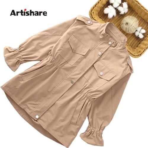Girls Long Jacket Coat Solid Color Girls Coats Spring Autumn Childrens Coats Casual Style Clothes For Girls 6 8 10 12 14