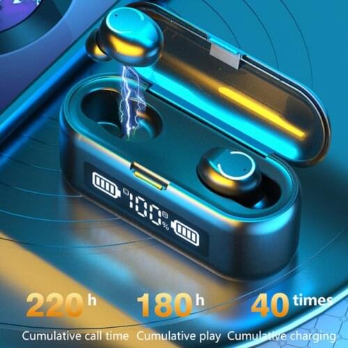 F9-43 TWS Bluetooth 5.0 Wireless Touch in-Ear Earphone LED Display Screen CVC8.0 DSP Noise Reduction Headset for Outdoor Indoor