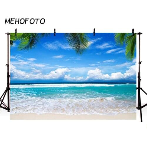 MEHOFOTO Beach Backdrop Blue Sky White Cloud Summer Party Decoration Photography Background Photobooth Photocall Props
