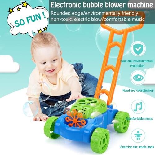 Outdoor Game Push Toys Electronic Bubble Mower Walker Bubble Blower Machine With Music Walker Push Toys For Children Kids