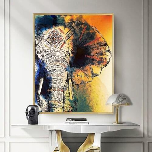 Painting by numbers art paint by number Hand drawn abstract elephant home background wall corridor decorative painting