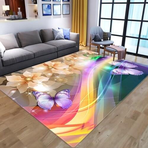 Dream Butterfly 3D Printing Carpet Cartoon Kids Play Area Rugs Soft Flannel Child Game Crawl Carpets Bedroom Room For Mat Living