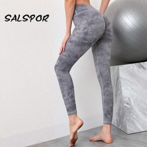 SALSPOR Tie Dye Leggings Women Seamless Athletic Tights Pants Running Fitness Basic Workout Legging Running Activewear