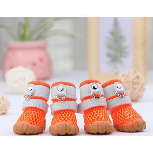 Summer Dog Puppy Shoes Breathable Mesh For Small Dogs Cats Anti-Slip Chihuahua York Pet Boots Sandals Shoe Candy Colors