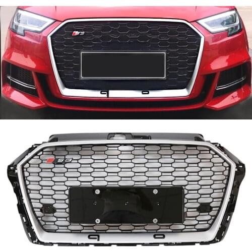 Auto Grille For A3 S3 8V 2017 2018 2019 For A3 Grill Modified Front Bumper Mesh Cover Racing Grills Grille For Trims