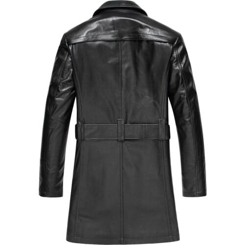 Autumn Winter Genuine Cow Leather Jacket Clothes Men Plus Size Long Coat Jaqueta De Couro K020-N MY793
