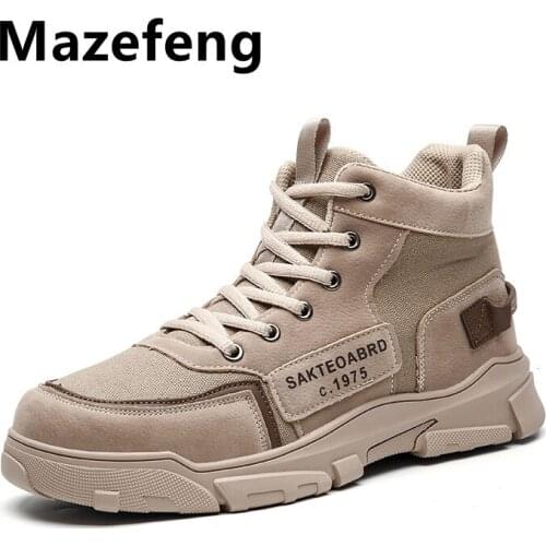 Mazefeng Men Tactical Military Army Boots Breathable Leather Mesh High Top Casual Desert Work Shoes Mens SWAT Ankle Combat Boot