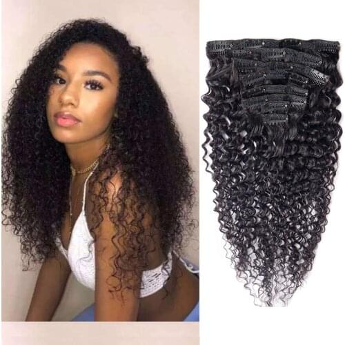 Curly Clip in Human Hair Extensions 8pc/set 120g Deep Wave Clip ins Human Hair Clip In Extensions Curly Clip-ins Full Head