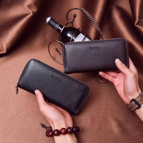 New2019 luxury Male Leather Purse Mens Clutch Wallets Handy Bags Business Wallets Men Black Brown Dollar Price B23