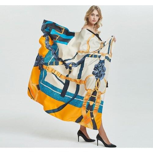 New woman Fashion silk Scarf Belt Pattern Printing 130 Square scarf Decoration Headdress Gift headscarf high quality Shawl
