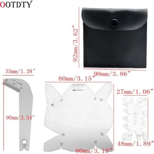 OOTDTY 3Pcs/Set Drill Bits Angle Gauge Dirll Sharpener Tools S/S Inspection Angle Gage Measuring Gauging Lathe Tool
