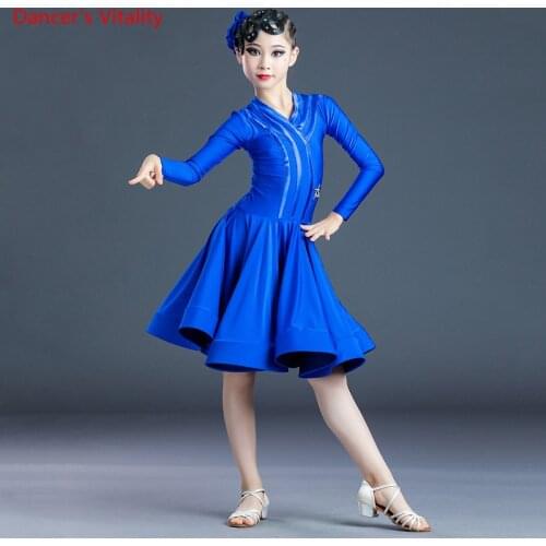 Latin Dance Dress V-Neck Long Skirt Competition Practice Clothes Custom Adult Child Temperament Performance Clothing