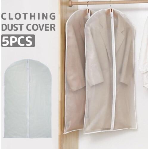 5pcs/set Transparent Clothing Covers Garment Suit Dress Jacket Clothes Coat Dustproof Cover Protector Travel Bag Dust Cover