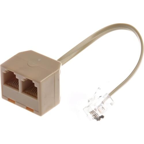 Telephone RJ11 Male Line to Double RJ11 Female Jack Filter Splitter Adapter