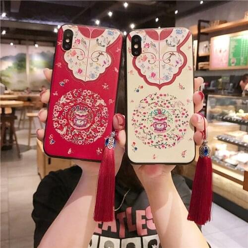 Retro Matte Phone Case For Huawei P20 P30 P40 Mate 10 20 30Lite Pro Honor 8X 9 10 20 30Pro 3D Emboss Soft Back Cover Tassel