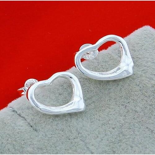 Romantic 925 Sterling Silver Dainty Exquisite Heart Earrings For Women Girls Fashion Jewelry Wedding Party Earrings