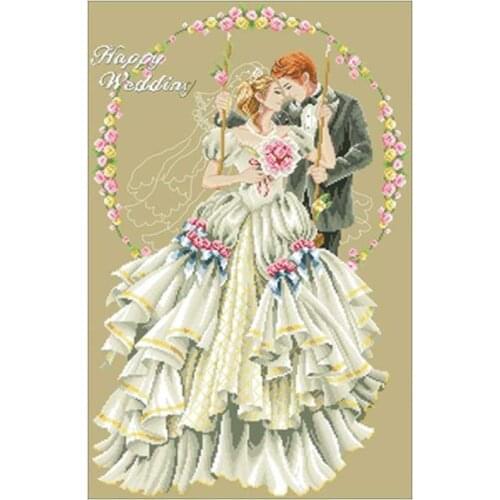 Happy wedding patterns counted 11CT 14CT DIY Cross Stitch Sets wholesale Cross-stitch Kits Embroidery Needlework