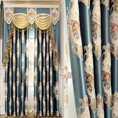 European Style Curtains for Living Dining Room Bedroom Chenille Jacquard High-end Blackout Luxury High-precision Curtain