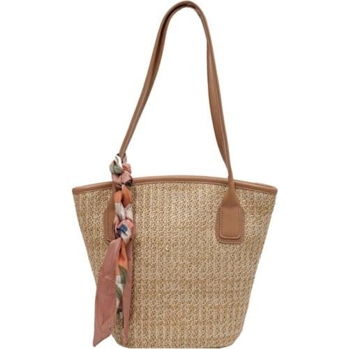 Handmade Straw Weave Shoulder Bags Women Summer Beach Holiday Bucket Bag Bohemia Tassel Purses and Handbags Causal Ladies Totes