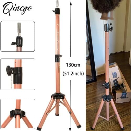 Pink Stand Tripod For Wigs Head Hair Training Tool Mannequin Head Tripod Hairdressing Training Head Holder Adjustable Wig Stand
